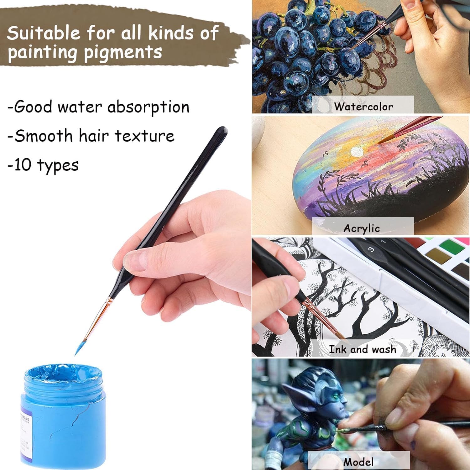 10 Piece Detail Paint Brushes