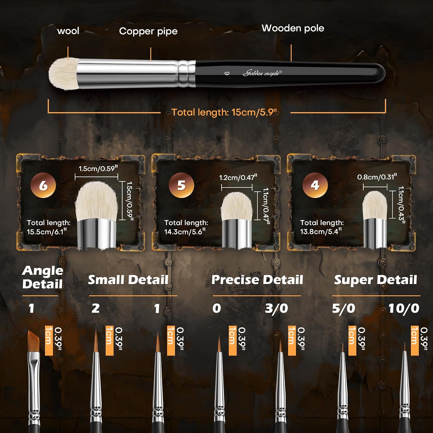 10 Piece Miniature Drybrush Set