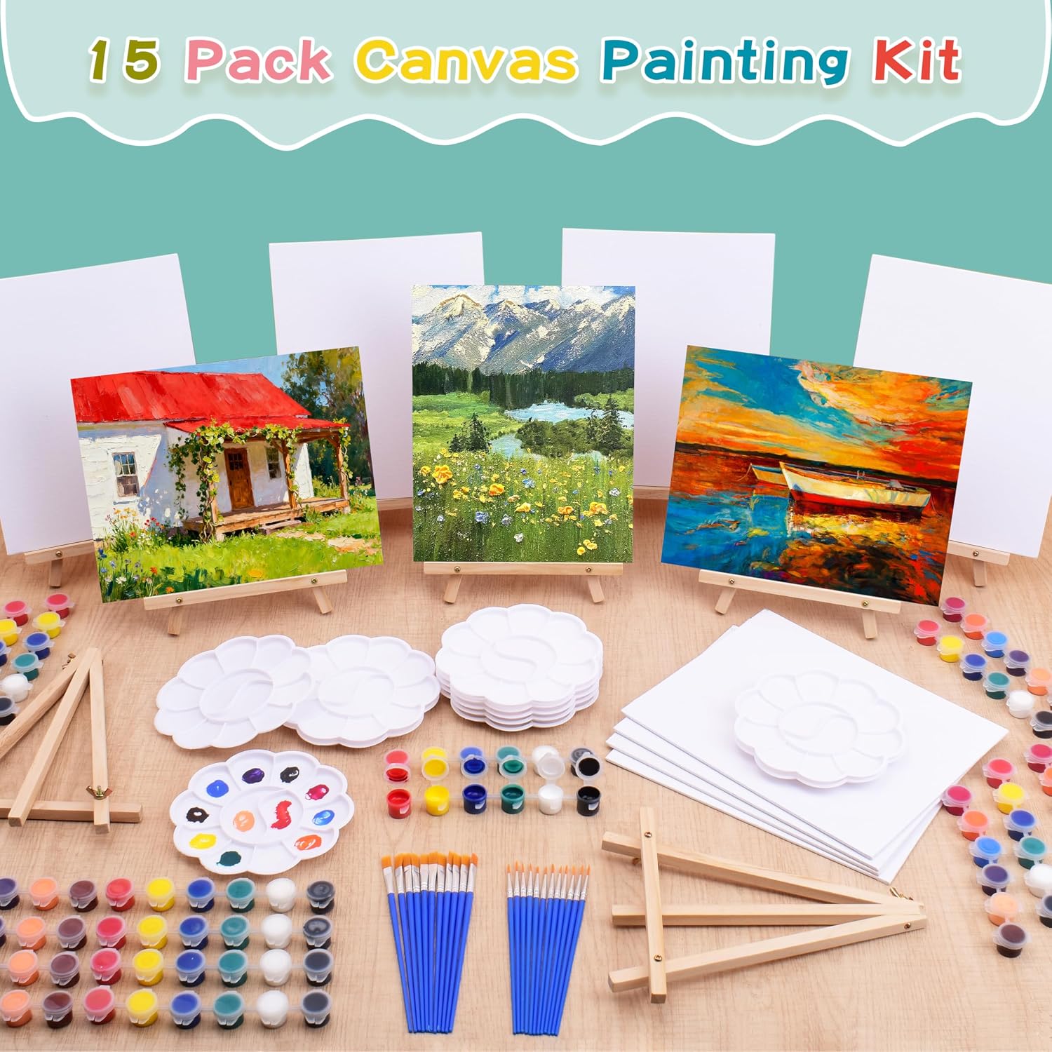 105-Piece Acrylic Painting Set with Easels