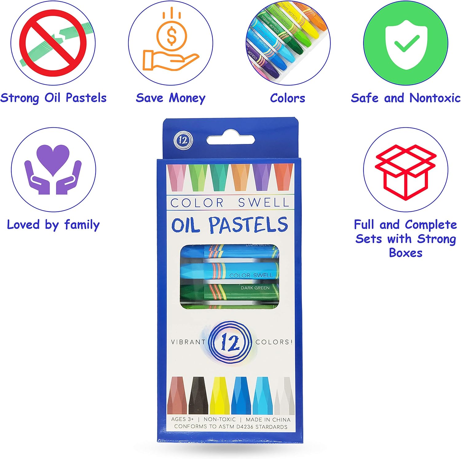 12 Color Oil Pastels - 12-Color Oil Pastel Set