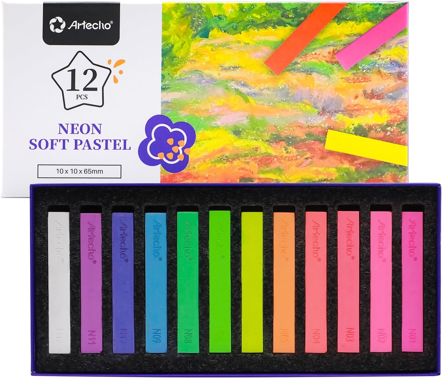 12 Fluorescent Soft Pastels Set