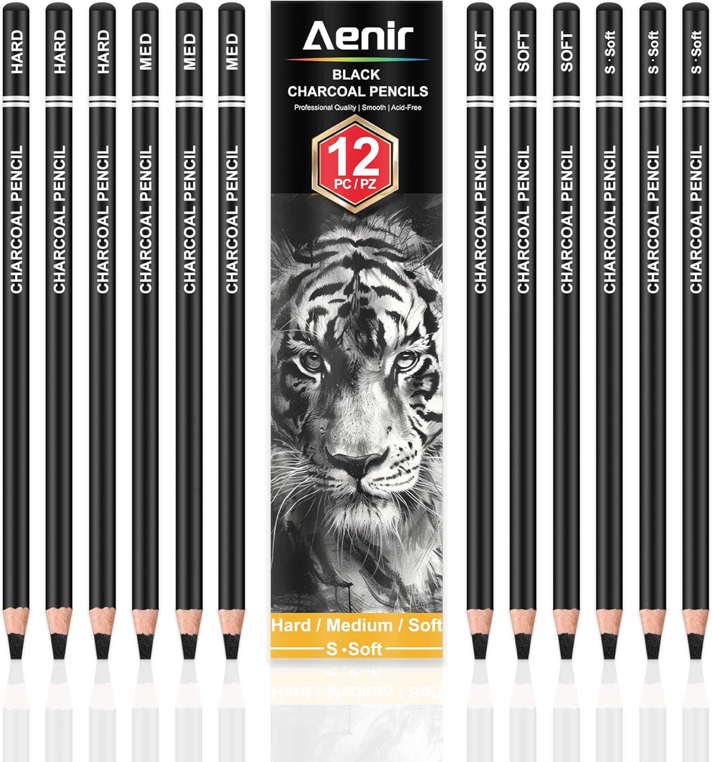 12 Piece Charcoal Pencils
