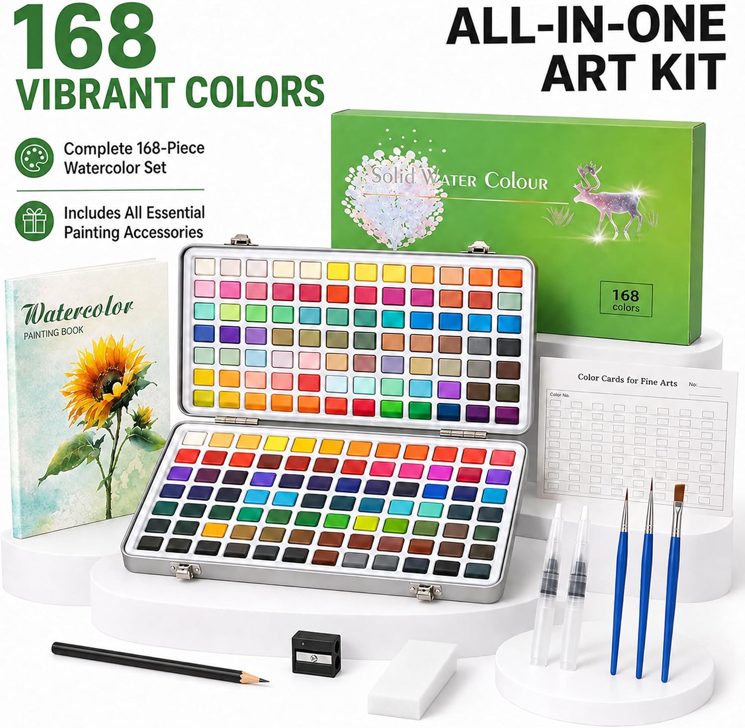 168-Color Watercolor Paint Set with Case