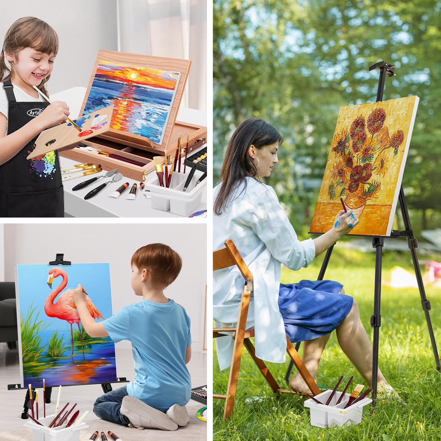 168-Piece Mixed Media Art Set with Dual Easels