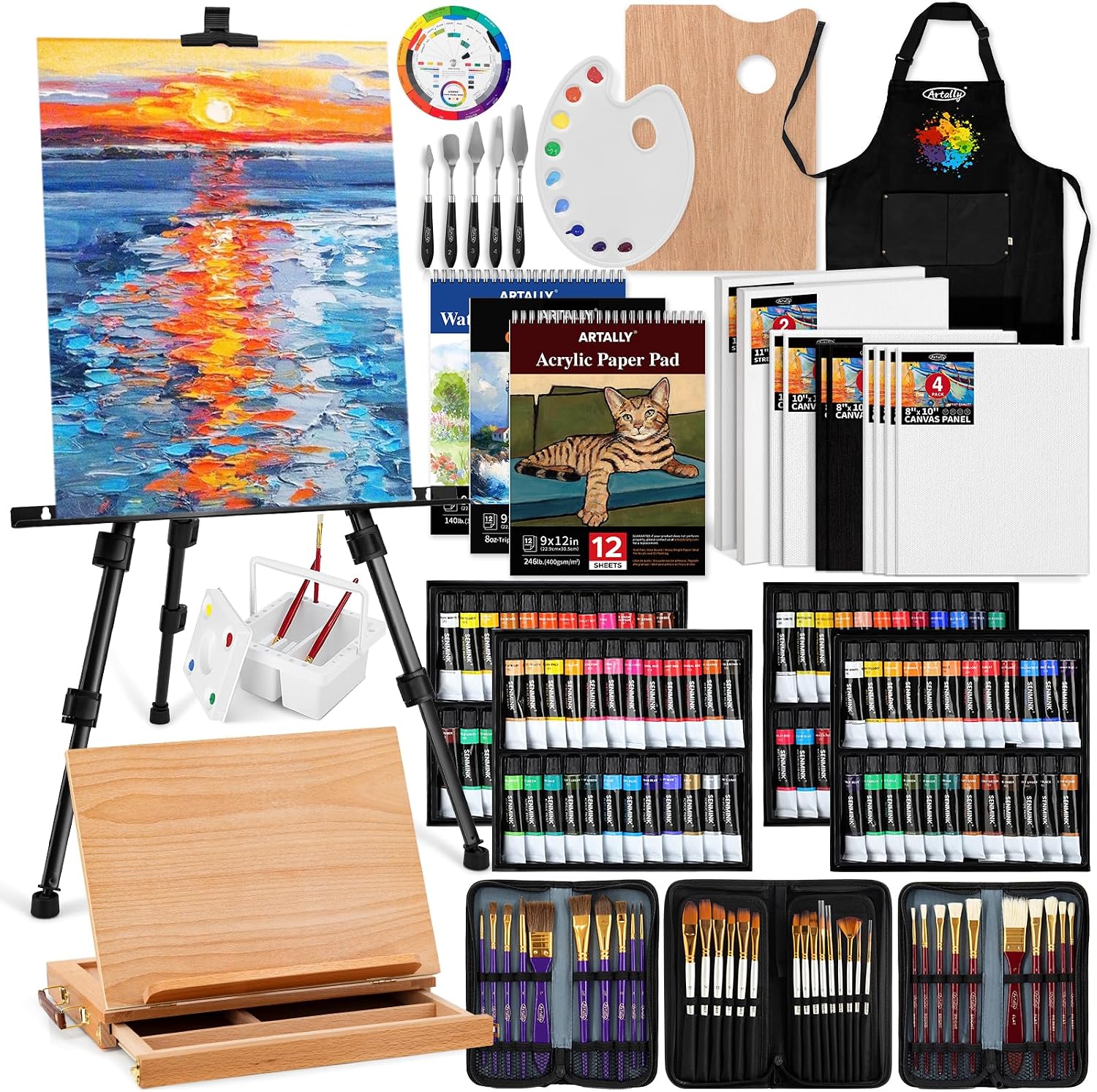 168-Piece Mixed Media Art Set with Dual Easels