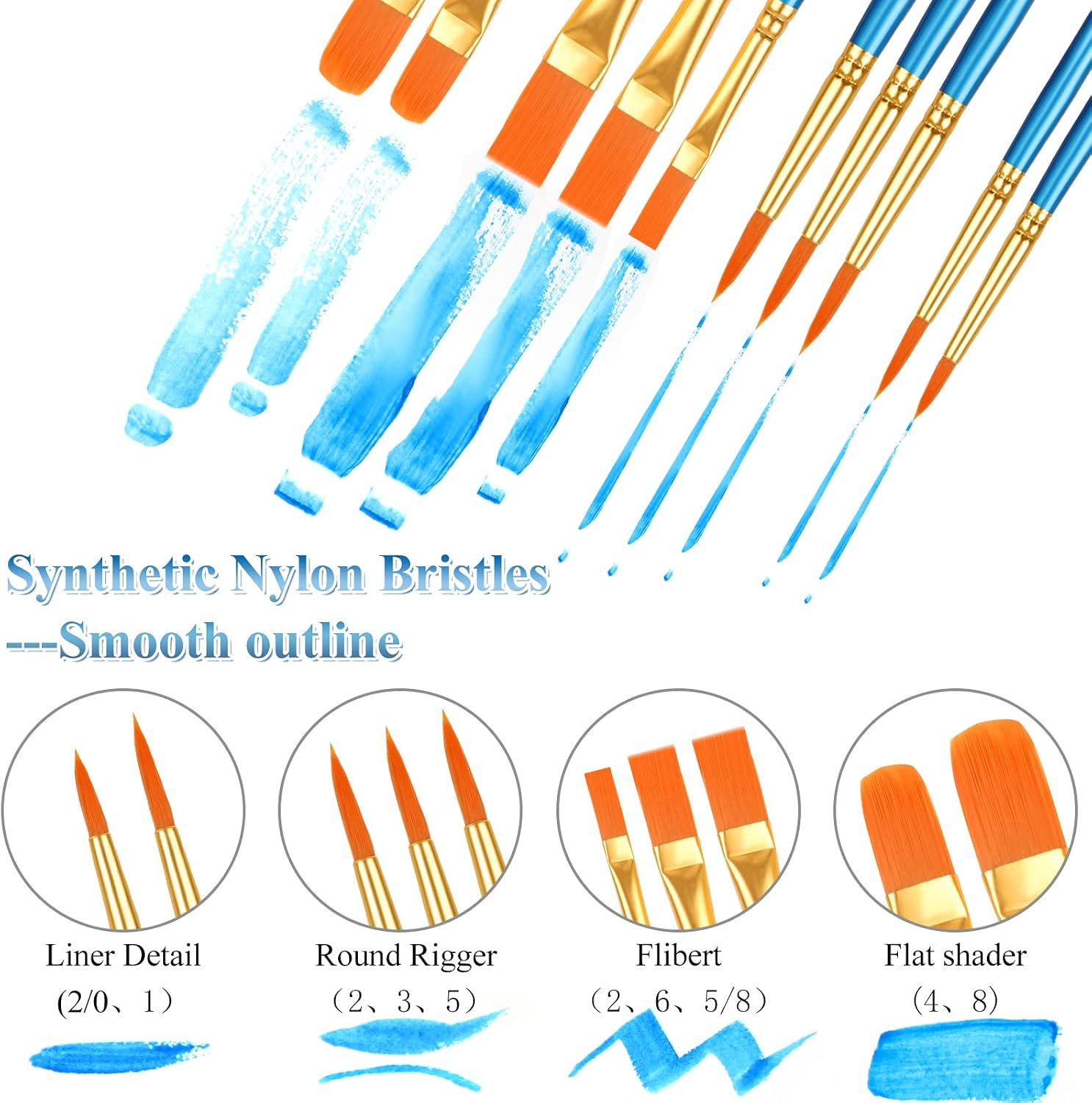 20 Piece Synthetic Nylon Paint