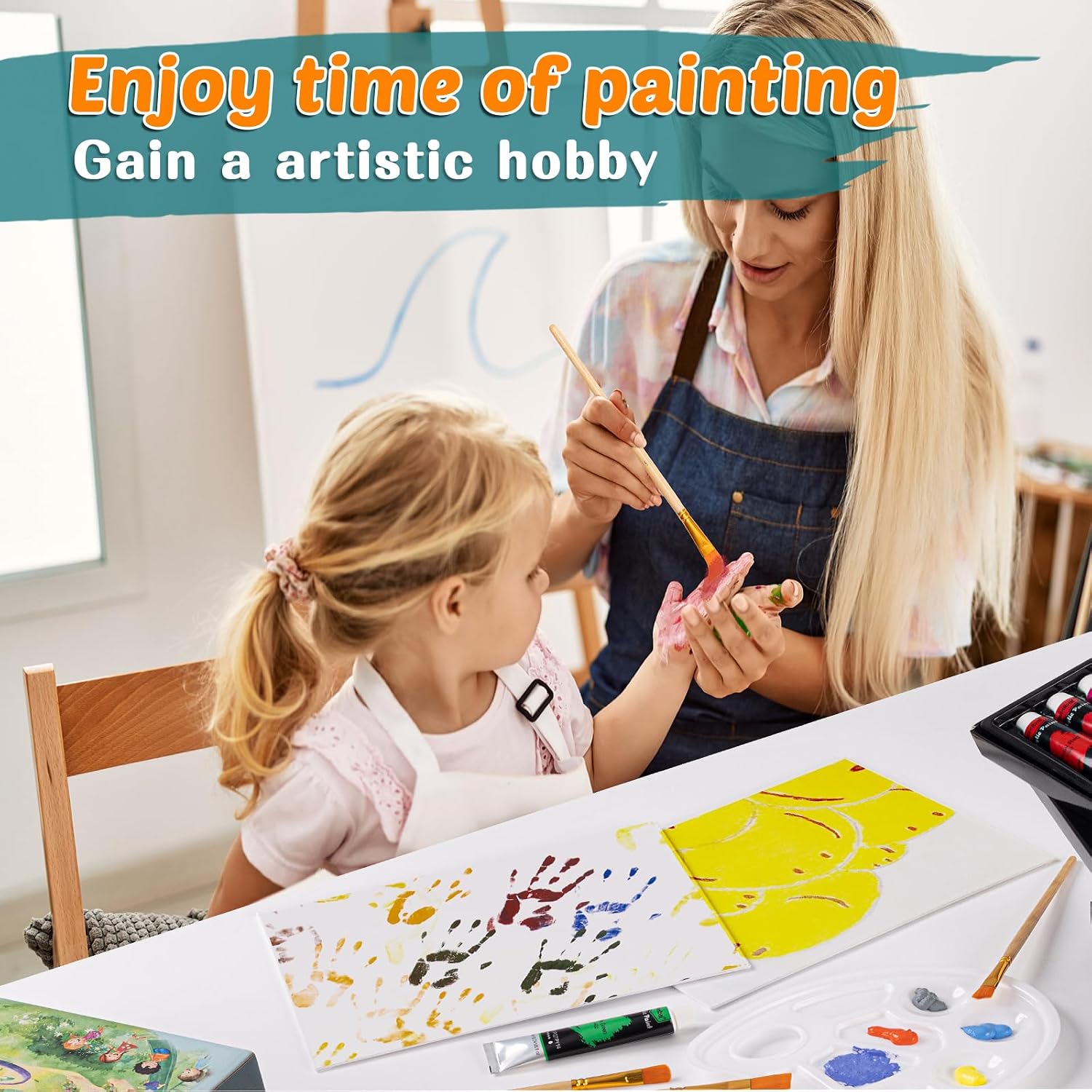 34-Piece Acrylic Paint Kit with Easel