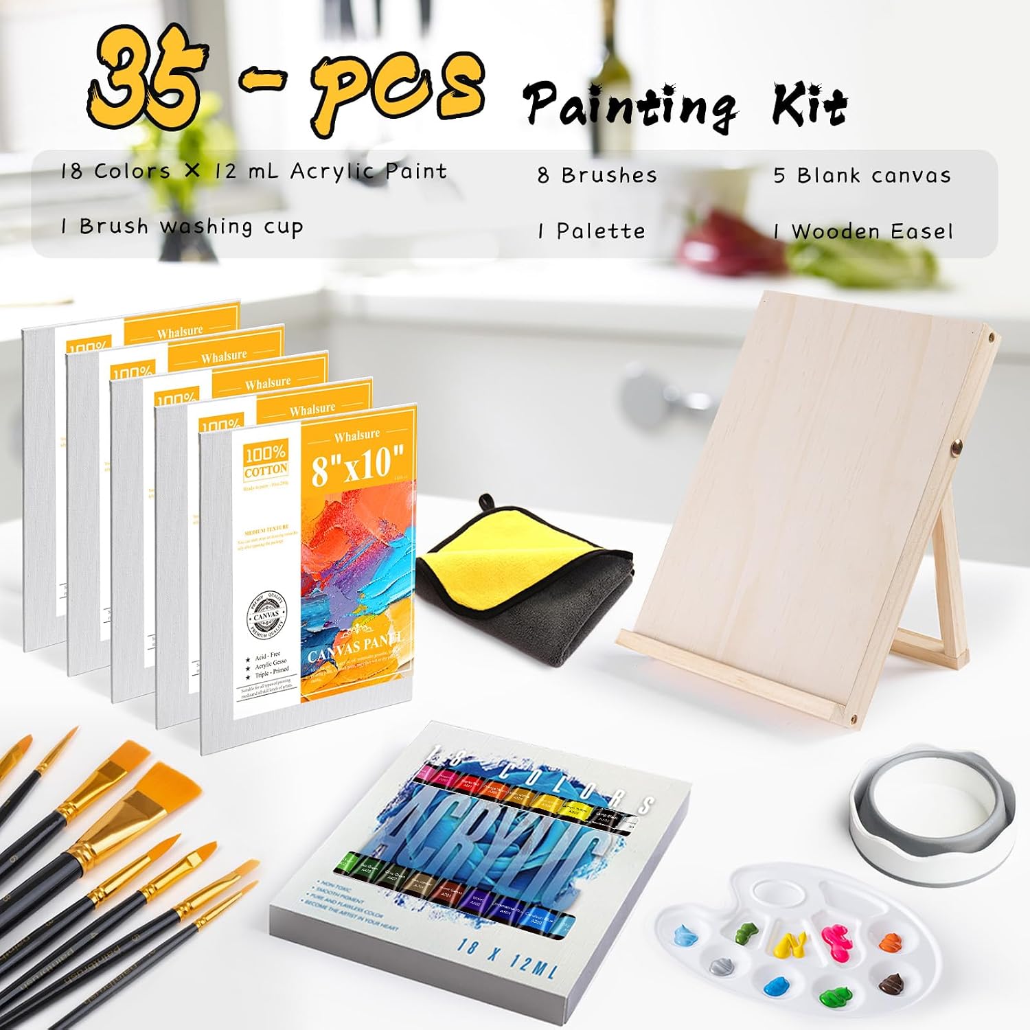 35-Piece Acrylic Painting Kit with Easel