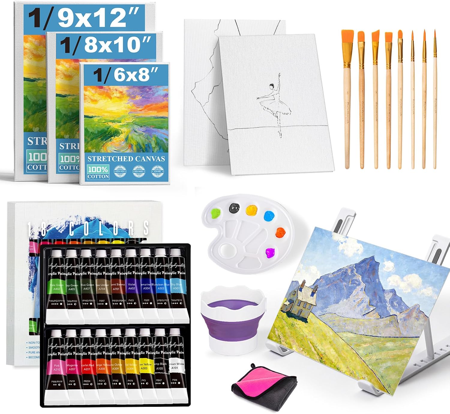 35-Piece Acrylic Painting Kit with Easel