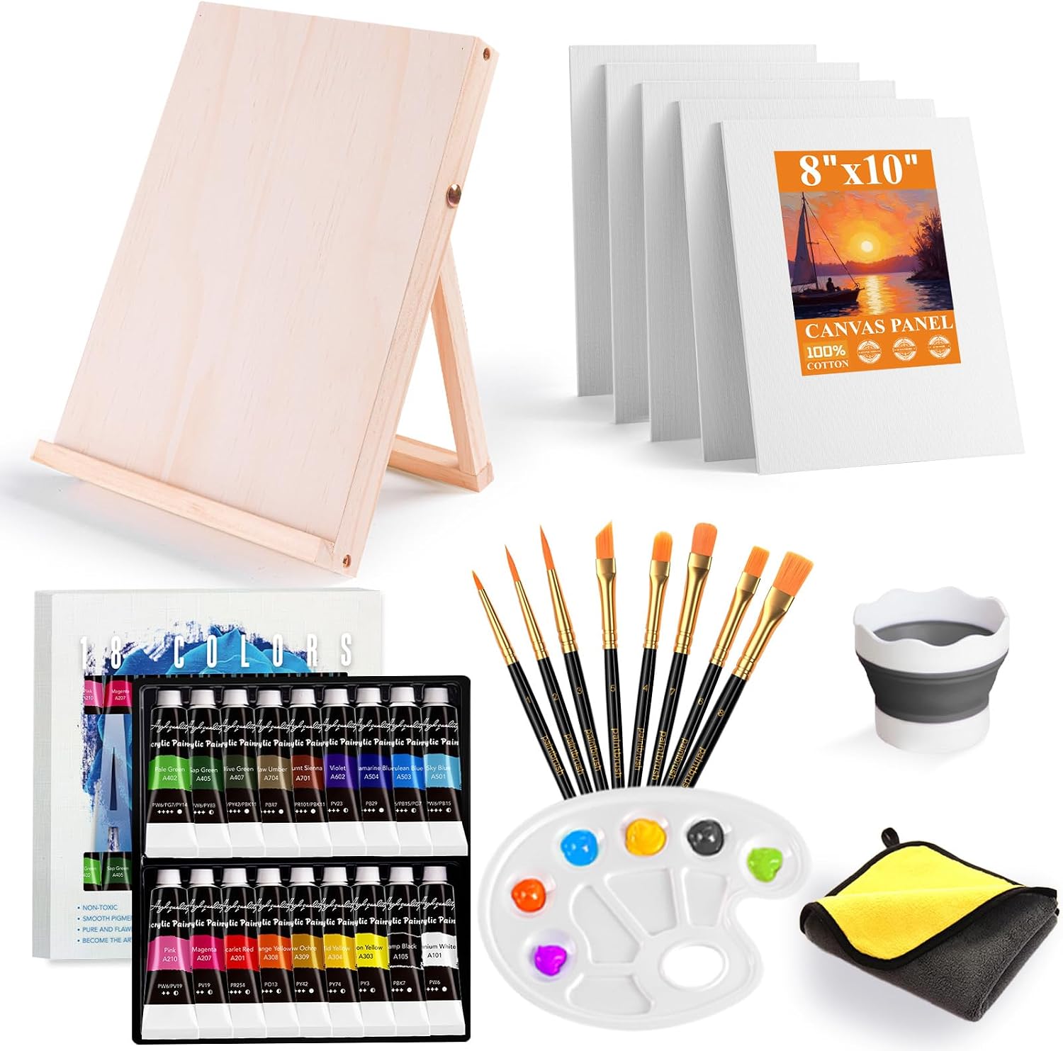 35-Piece Acrylic Painting Kit with Easel