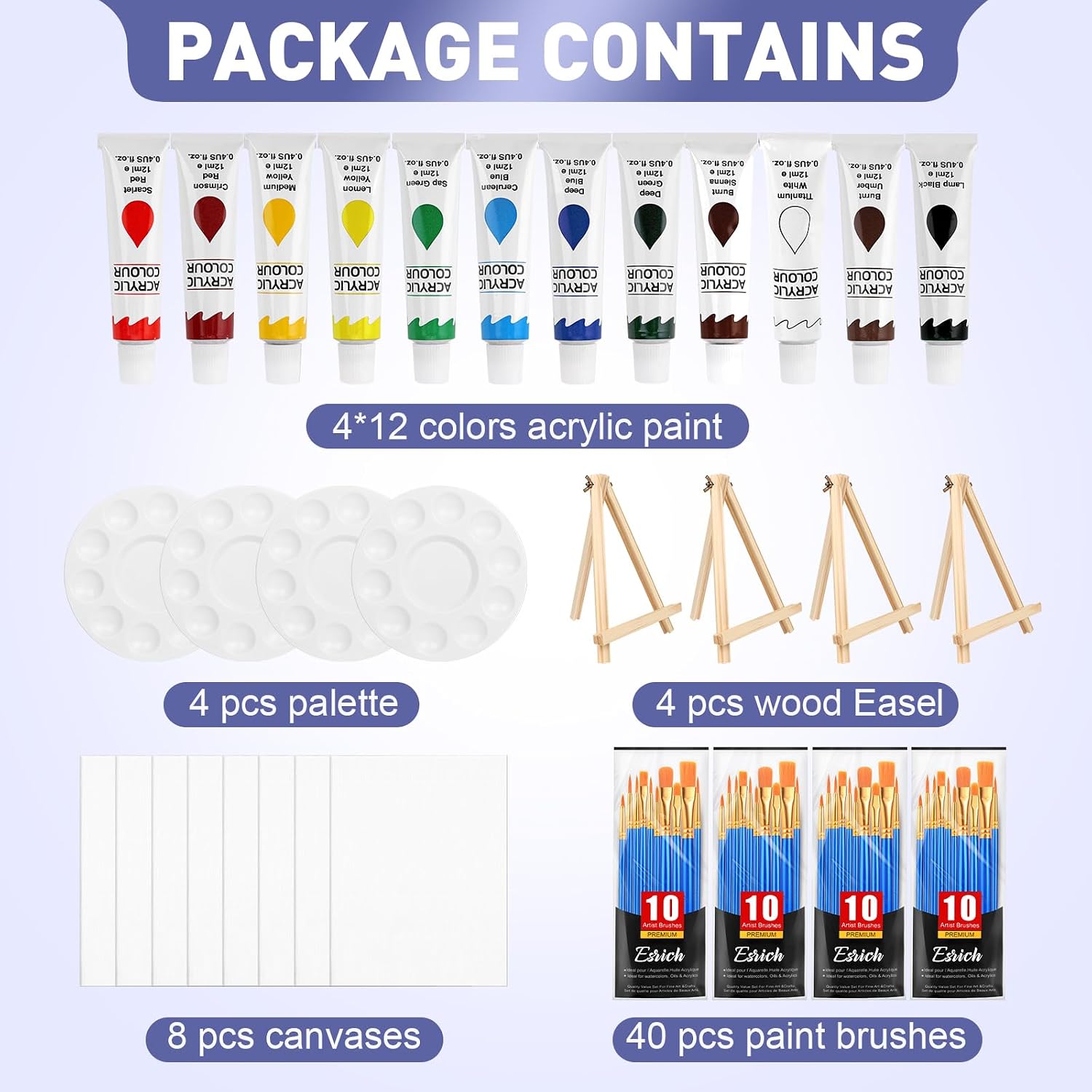 4 Easel Acrylic Painting Kit