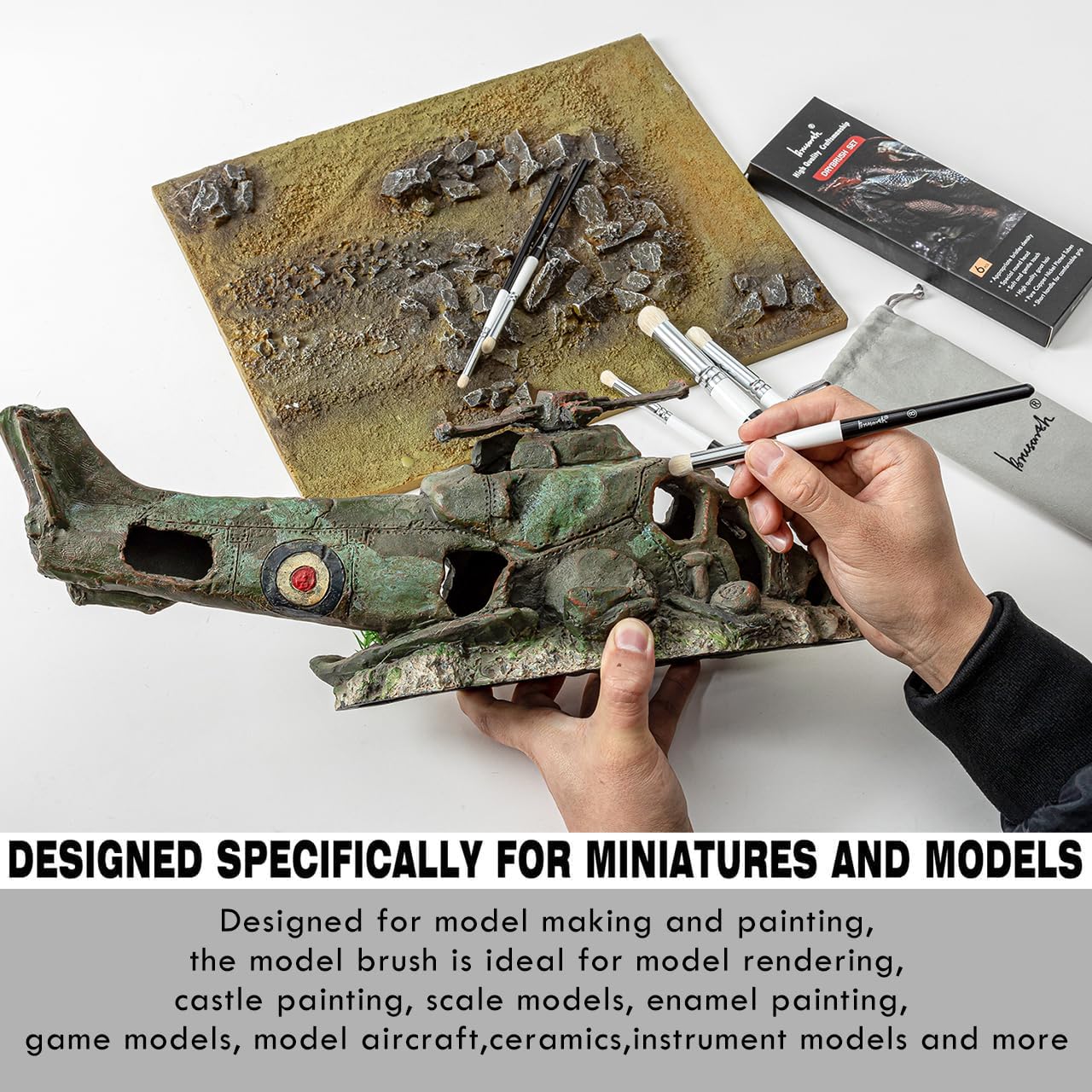 6 Piece Miniature Drybrush Set