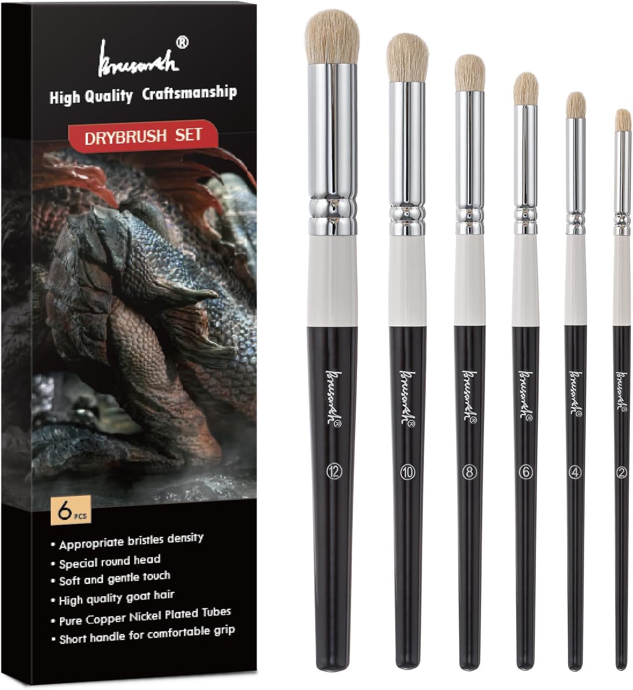 6 Piece Miniature Drybrush Set
