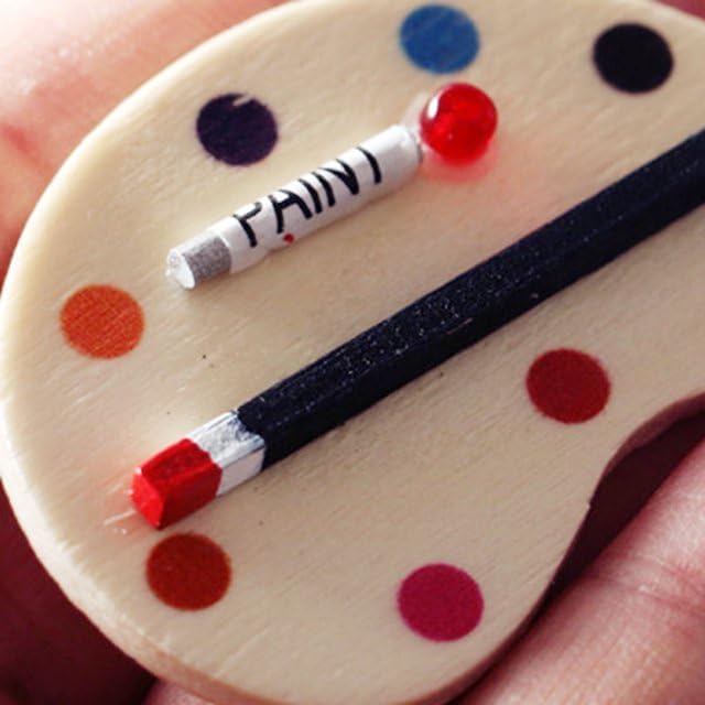 Miniature Artist Palette with Brush