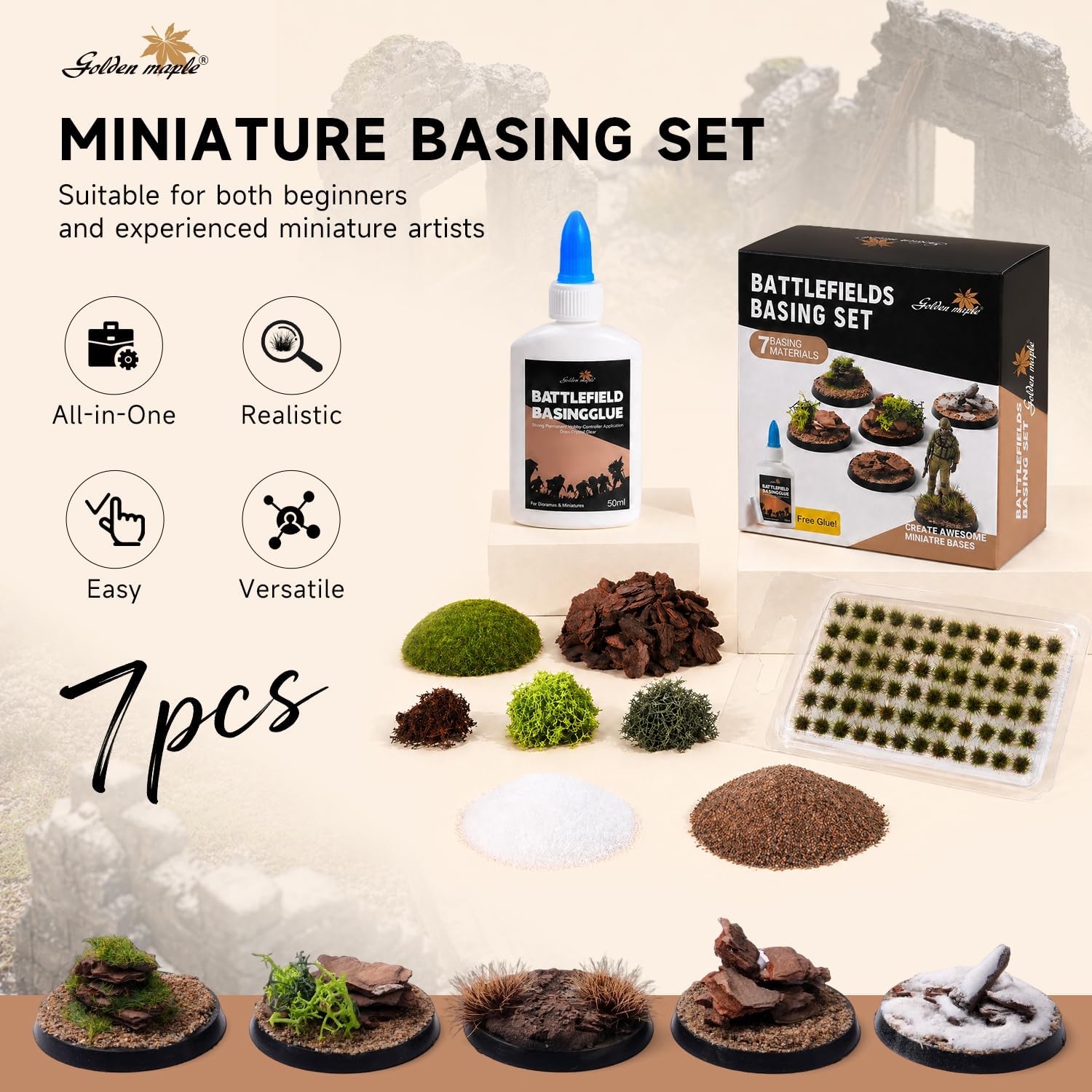 Miniature Basing Terrain Kit - 7-Piece