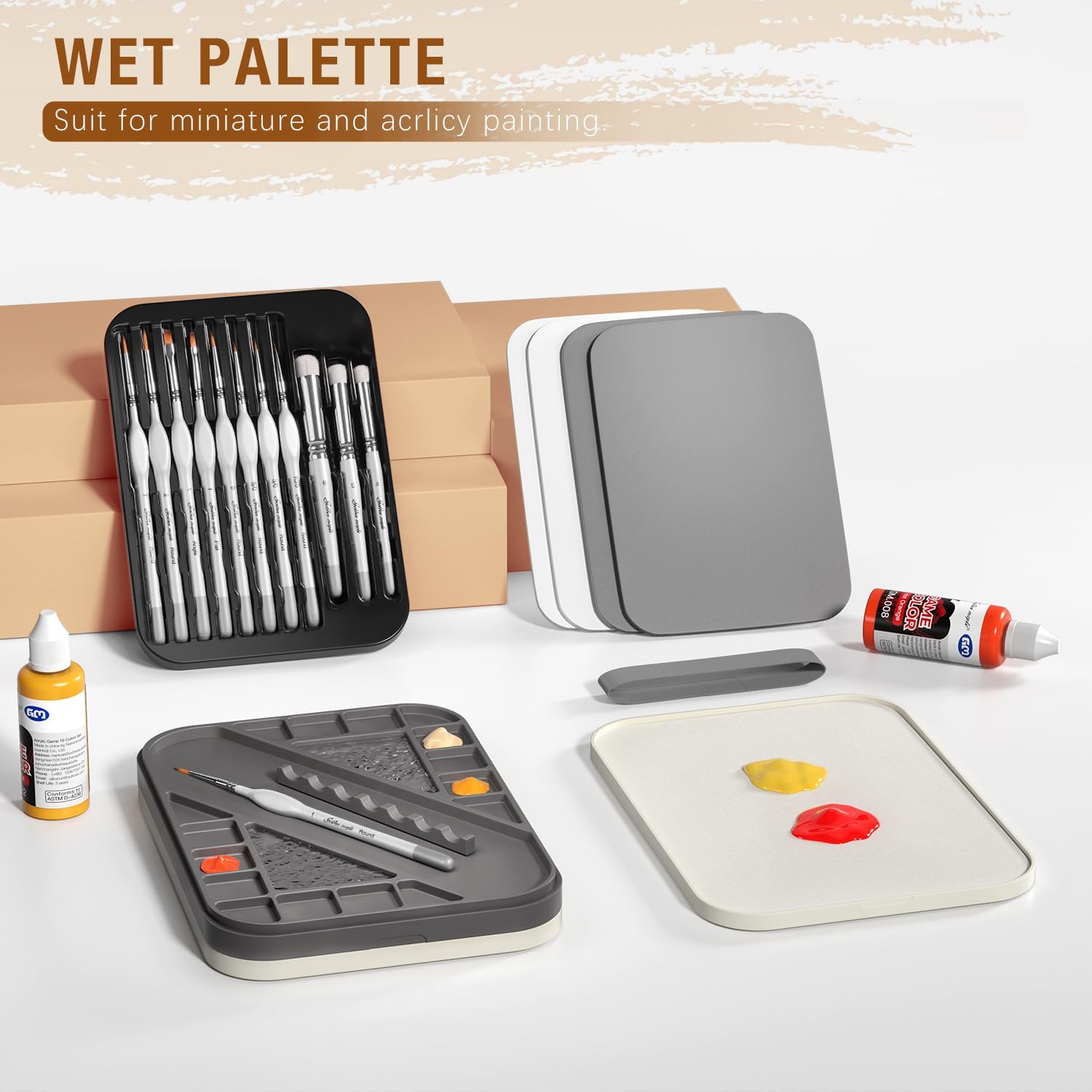 Wet and Dry Paint Palette with Lid