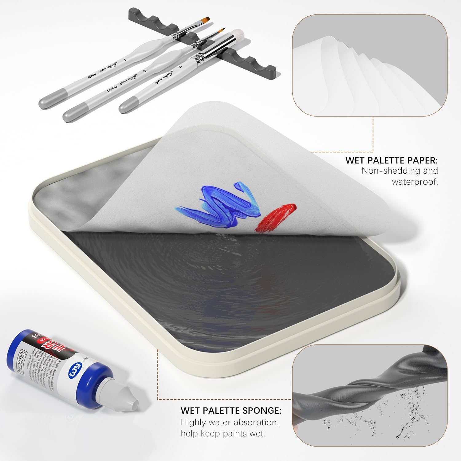 Wet and Dry Paint Palette with Lid
